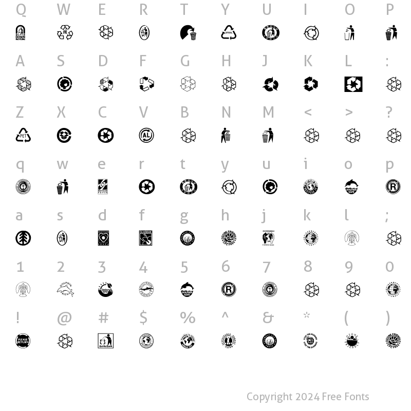 Character Map of RecycleIt Regular