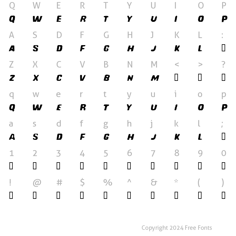 Character Map of Red Comet Five to Mars Regular