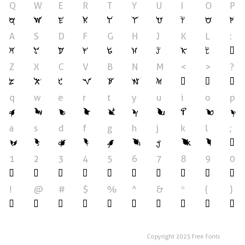 Character Map of Redd or dedd Regular