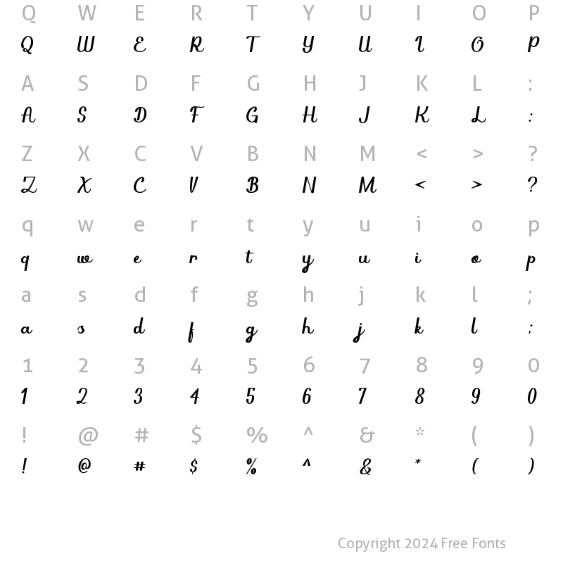 Character Map of Redland Regular