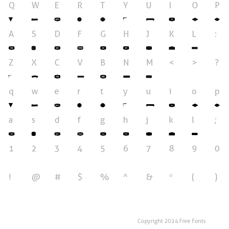 Character Map of Redvolve Extras Regular