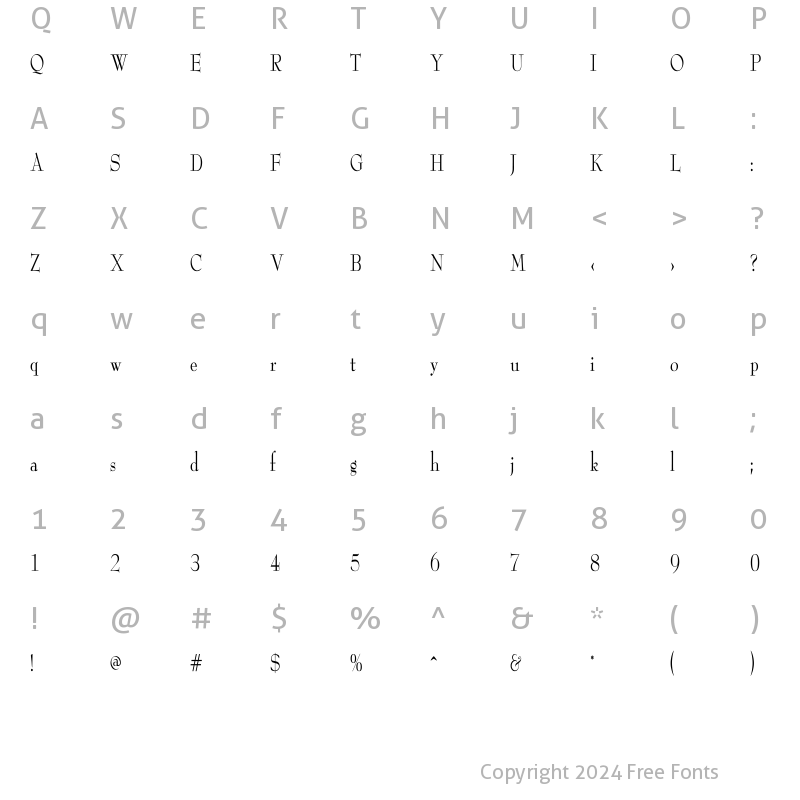 Character Map of ReedFont Cn Regular