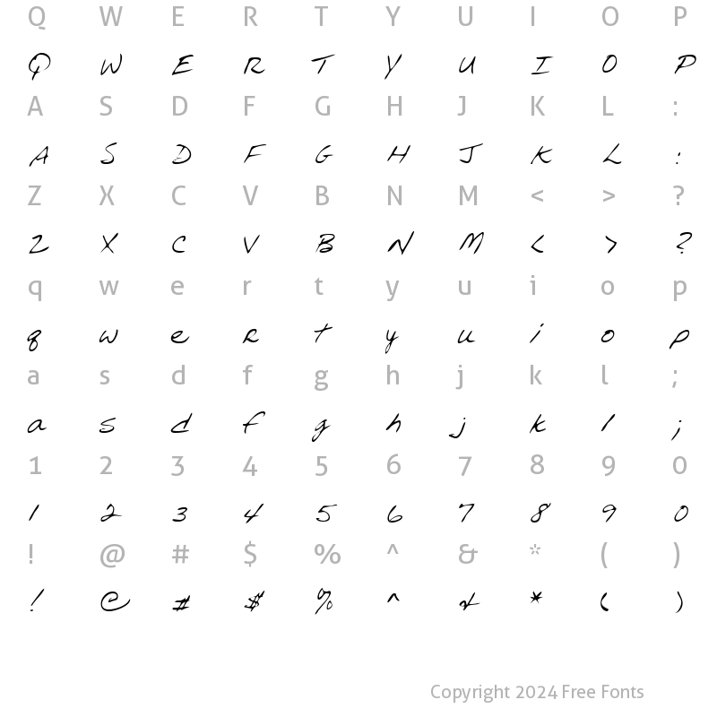 Character Map of ReedsHand Regular