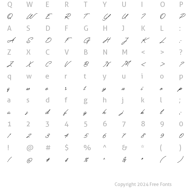 Character Map of Reffinaya Regular