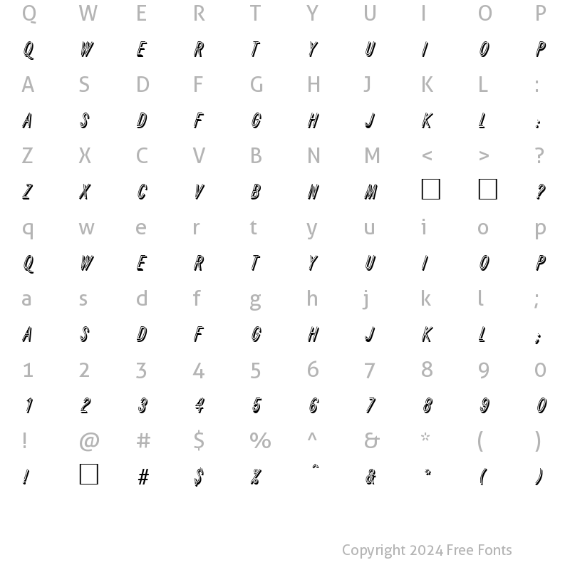 Character Map of Reflex DB Regular