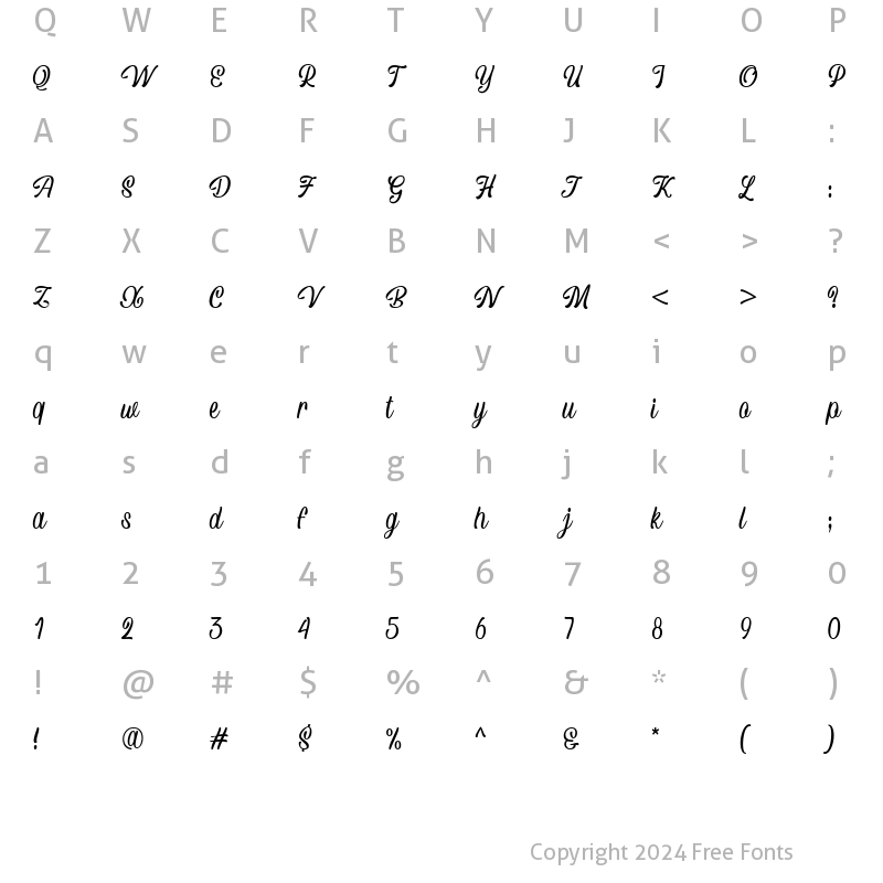 Character Map of Refresh Everything Script Regular