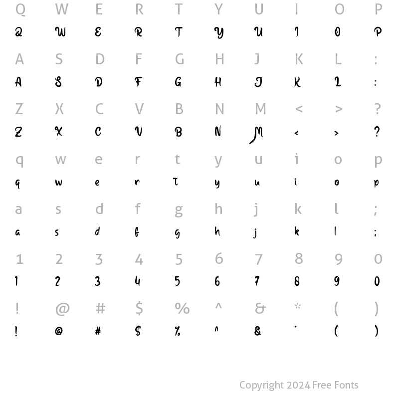 Character Map of Refresh Regular