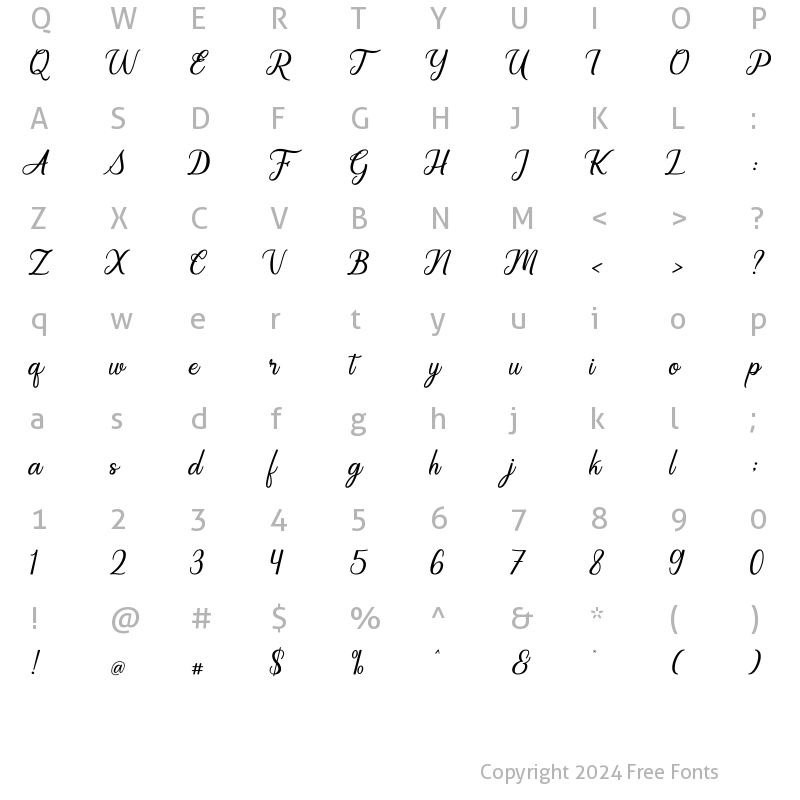 Character Map of Regalhisa Regular