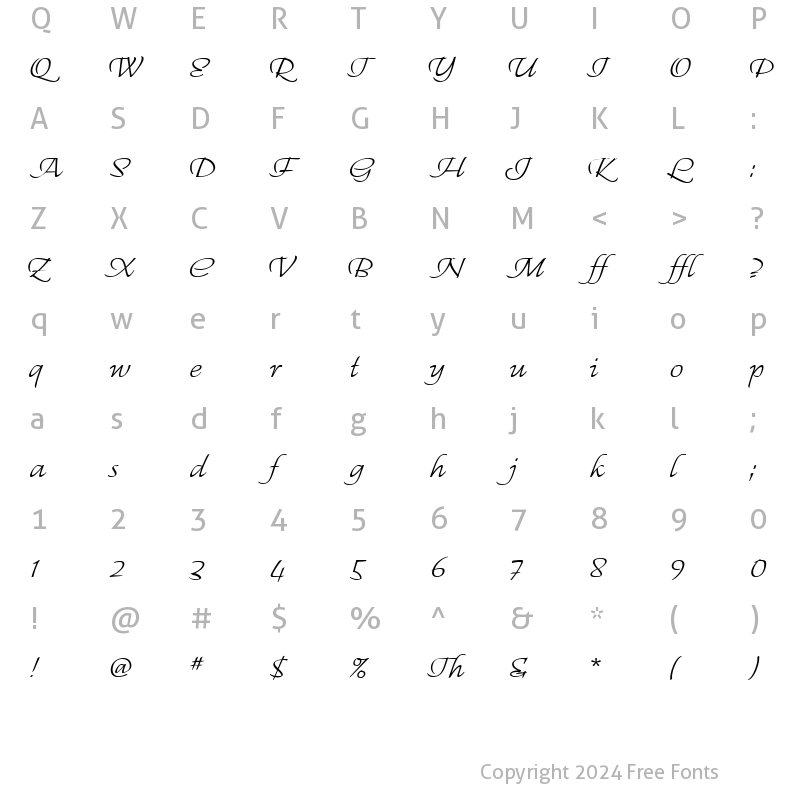 Character Map of Regallia ITC Regular