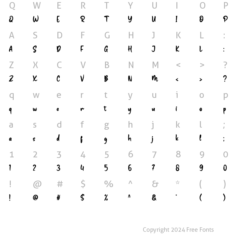 Character Map of Regatta Regular