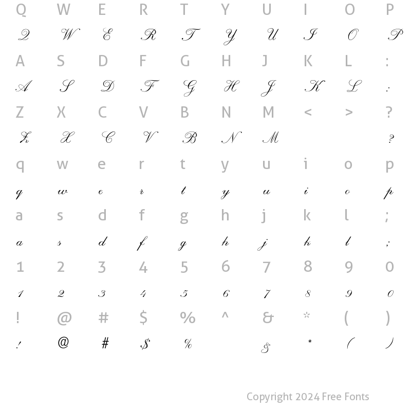 Character Map of Regency Regular