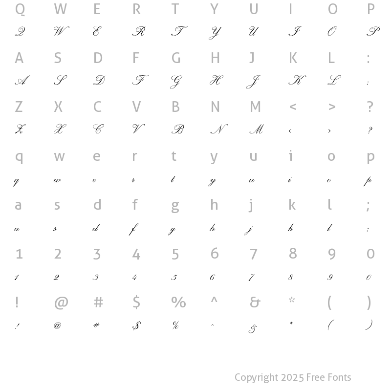 Character Map of RegencyScript Regular