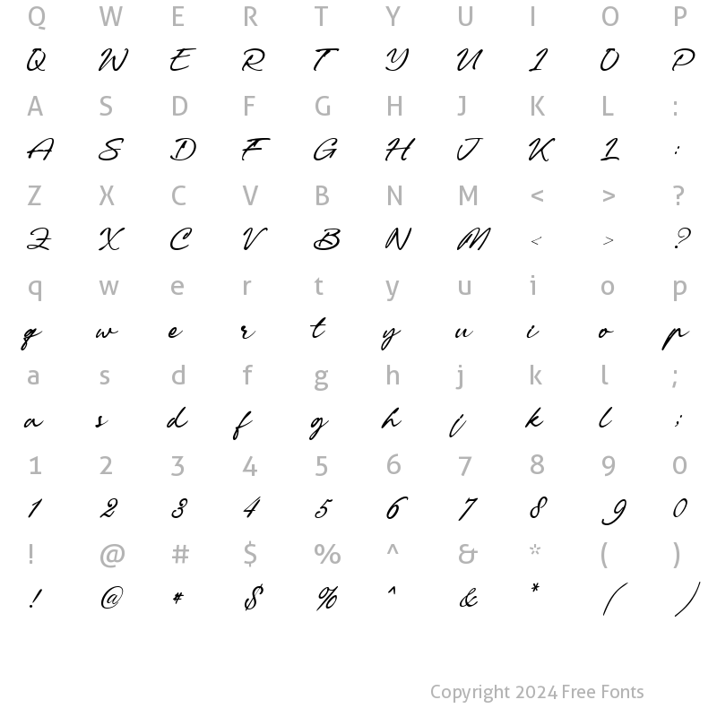 Character Map of Reghina Regular