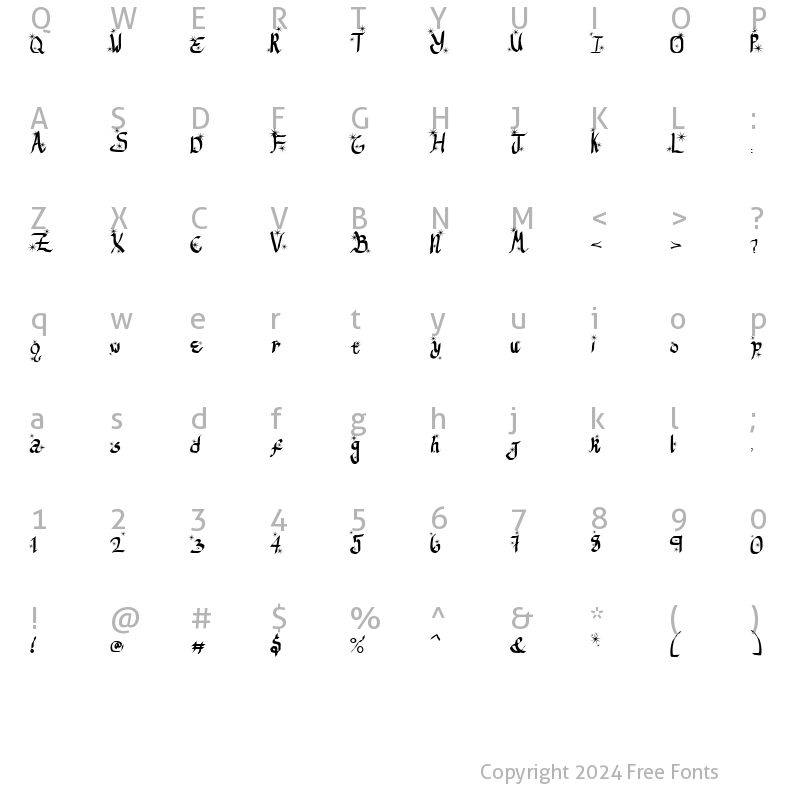 Character Map of ReGifter Stars Regular