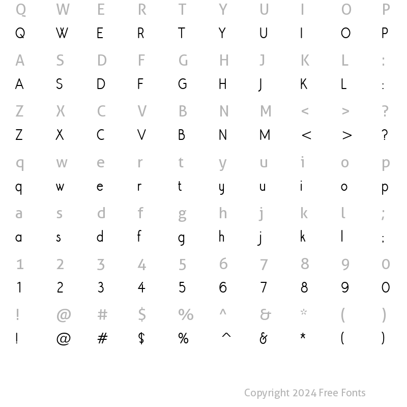 Character Map of Register Sans BTN Cn Bold