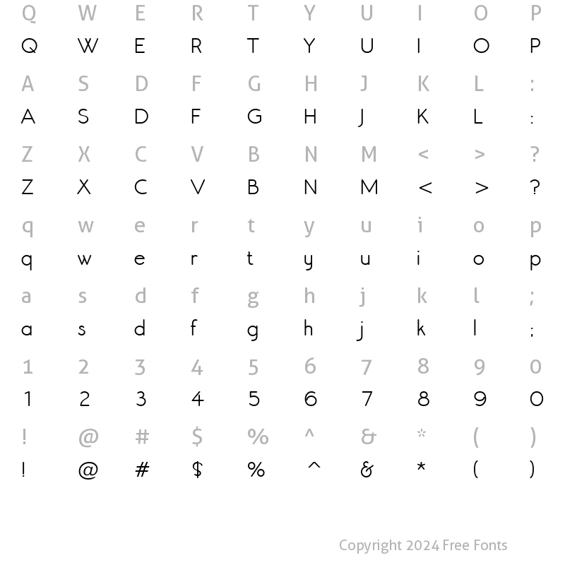 Character Map of Register Sans BTN Dm Regular