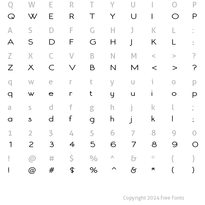 Character Map of Register Sans BTN Wide Bold