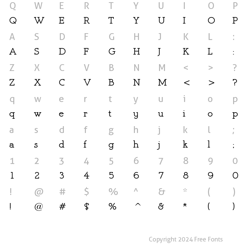 Character Map of Register Serif BTN Bold