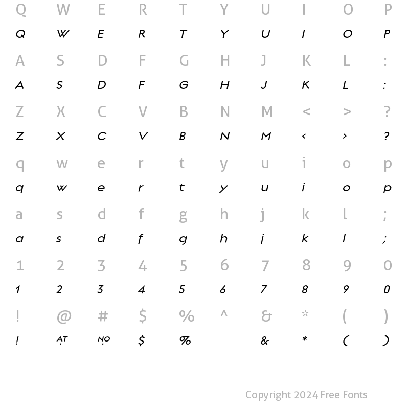 Character Map of Regulator Medium Italic