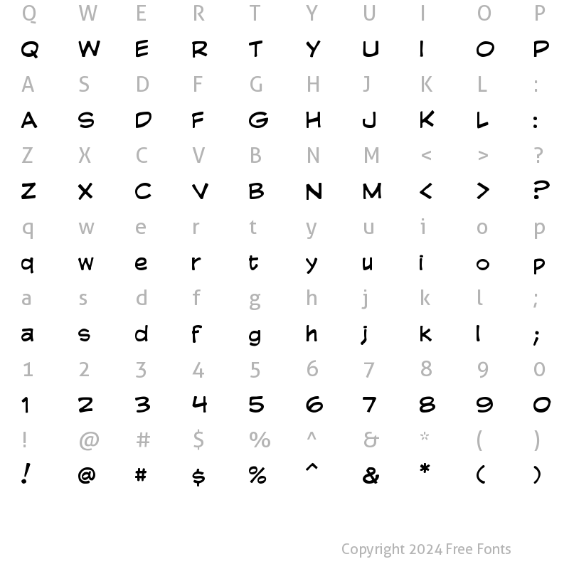 Character Map of Rehotalko Regular