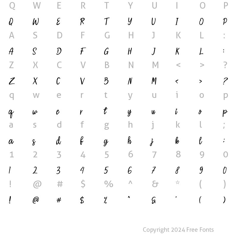 Character Map of Reinstay Regular