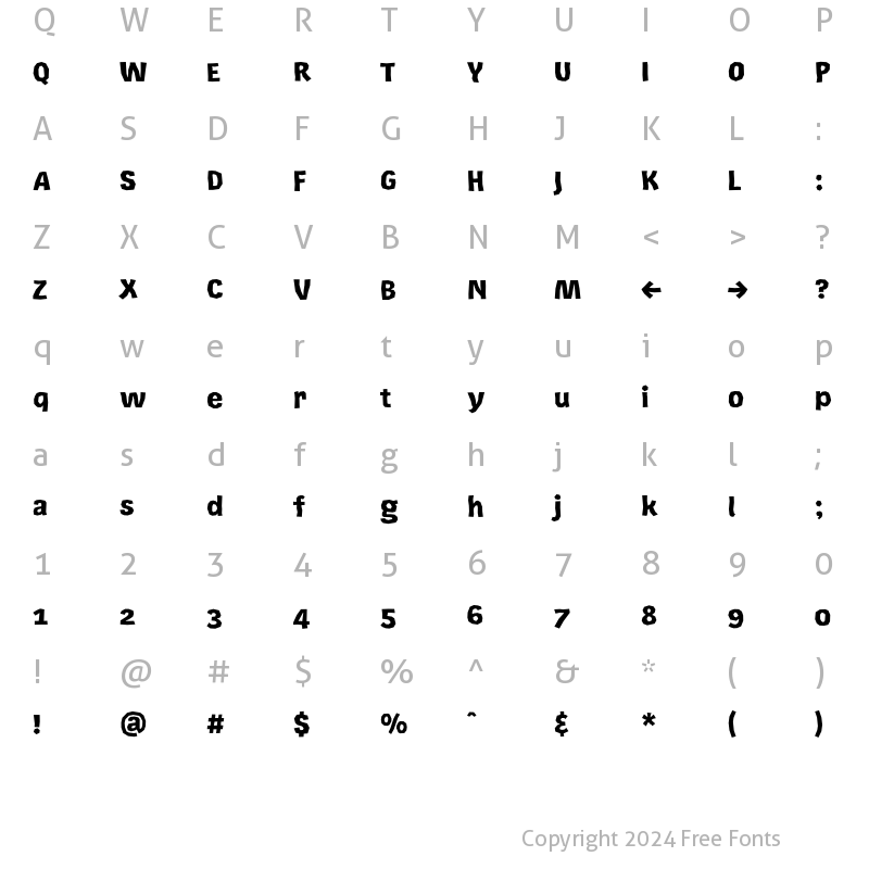 Character Map of Rekord Black Regular