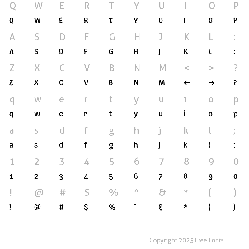 Character Map of Rekord Book Regular