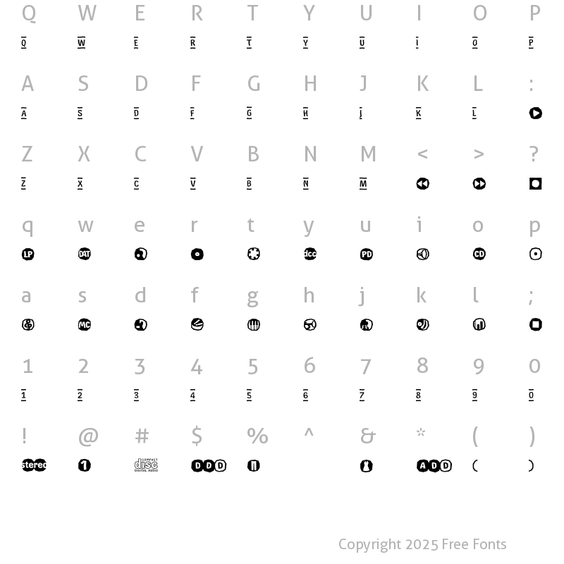 Character Map of Rekord Symbols Regular