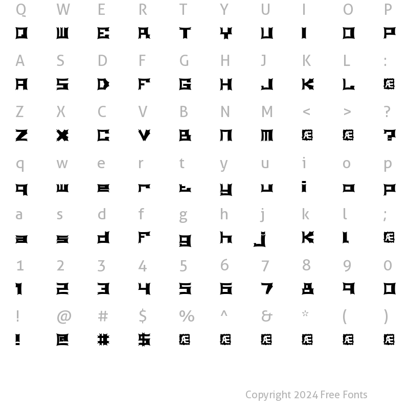 Character Map of Relapse (BRK) Regular