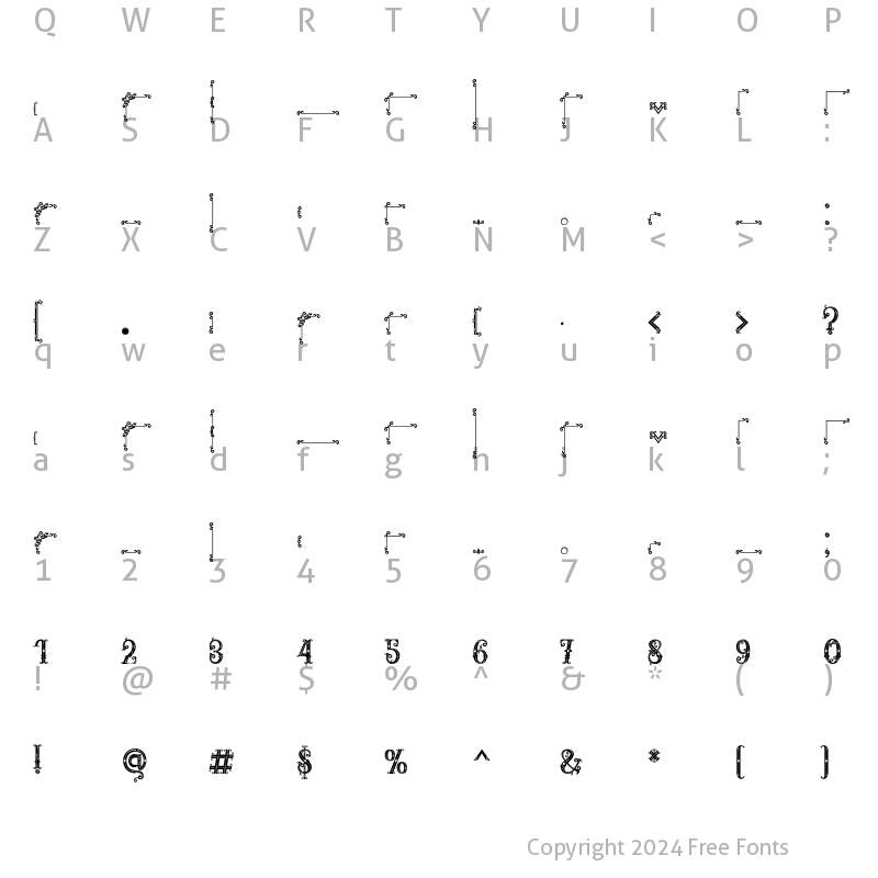 Character Map of RELIC ISLAND FRAME Regular