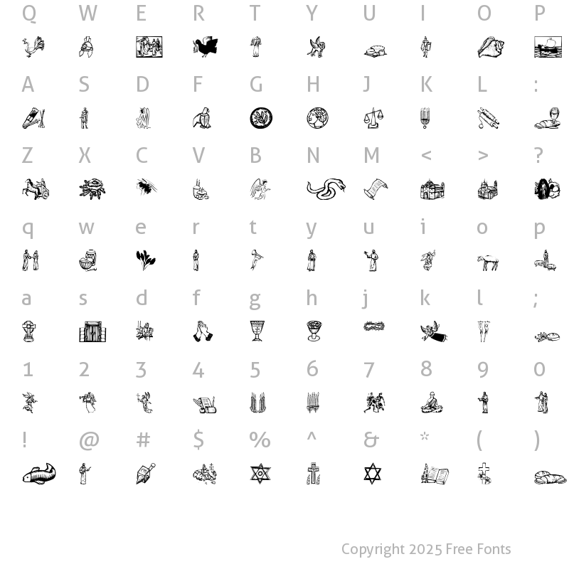 Character Map of ReligiousSymbols Medium