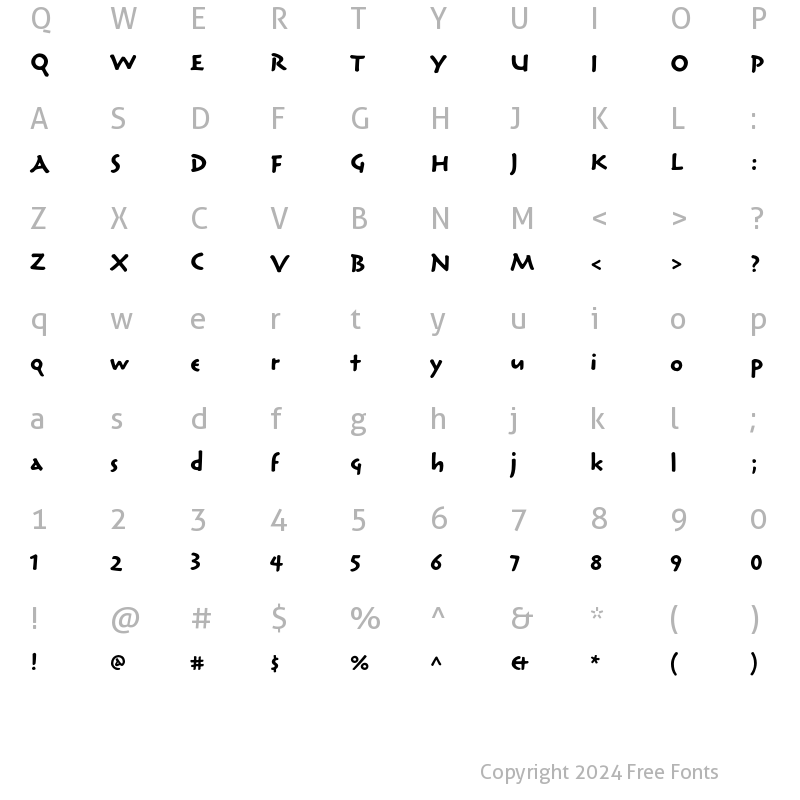 Character Map of Reliq Std Bold Active