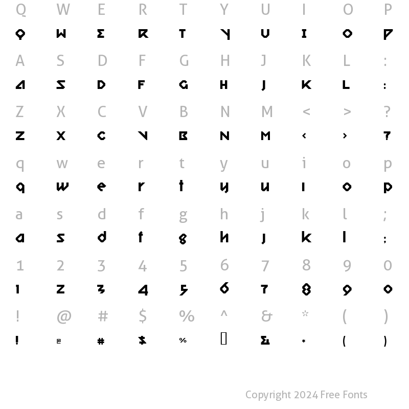 Character Map of Relish Gargler Regular