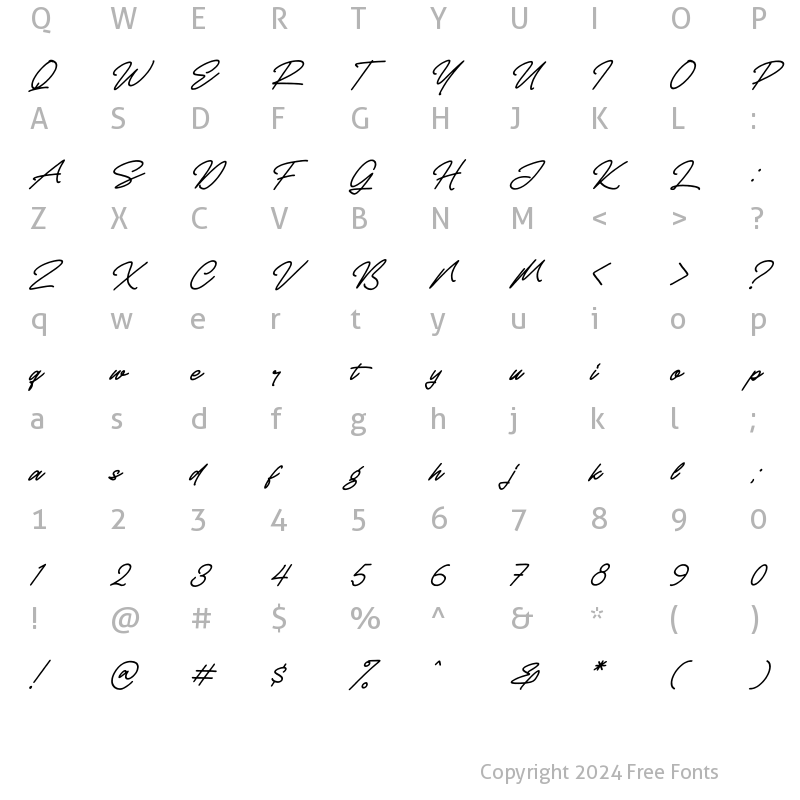 Character Map of Rellathage Rough Italic