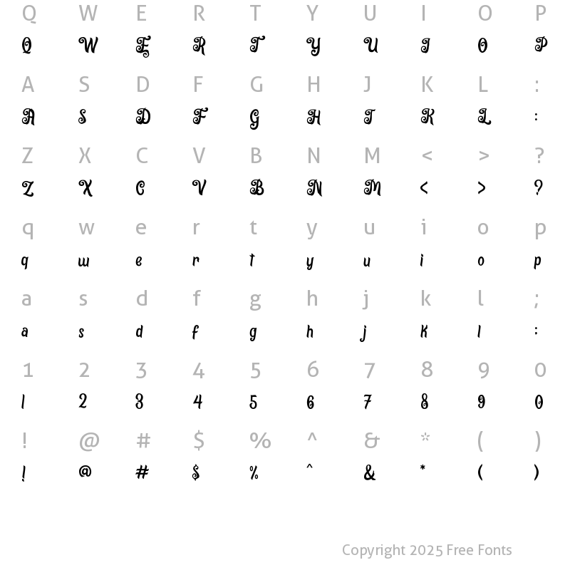 Character Map of Rellieva Regular