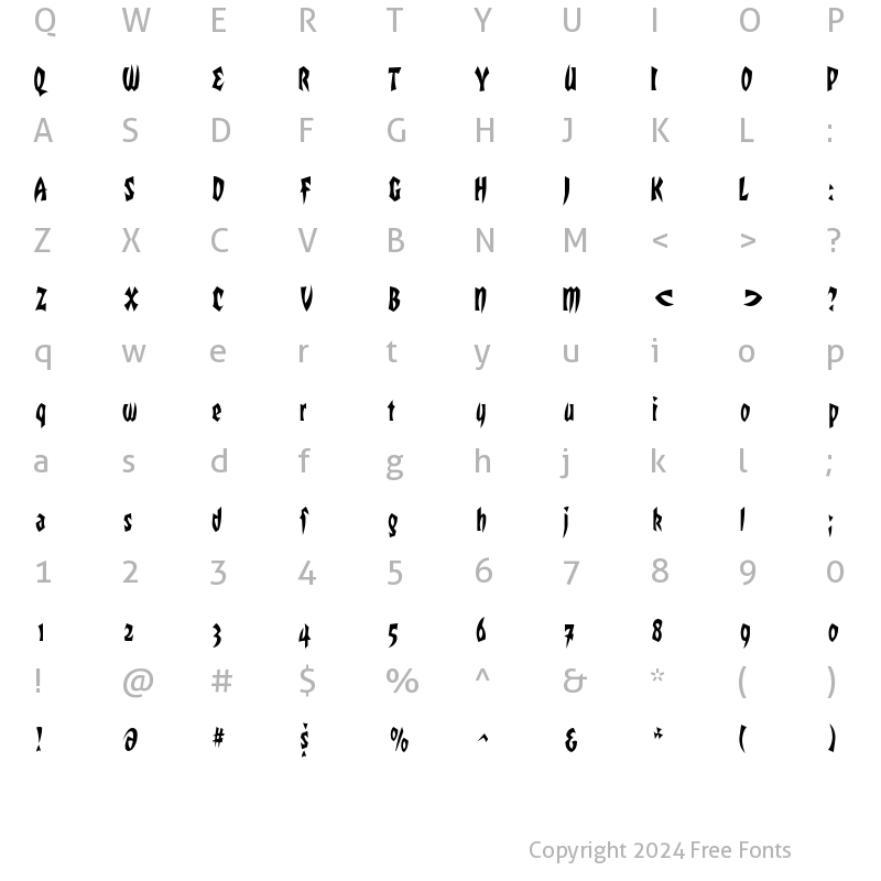 Character Map of RemusCondensed Regular