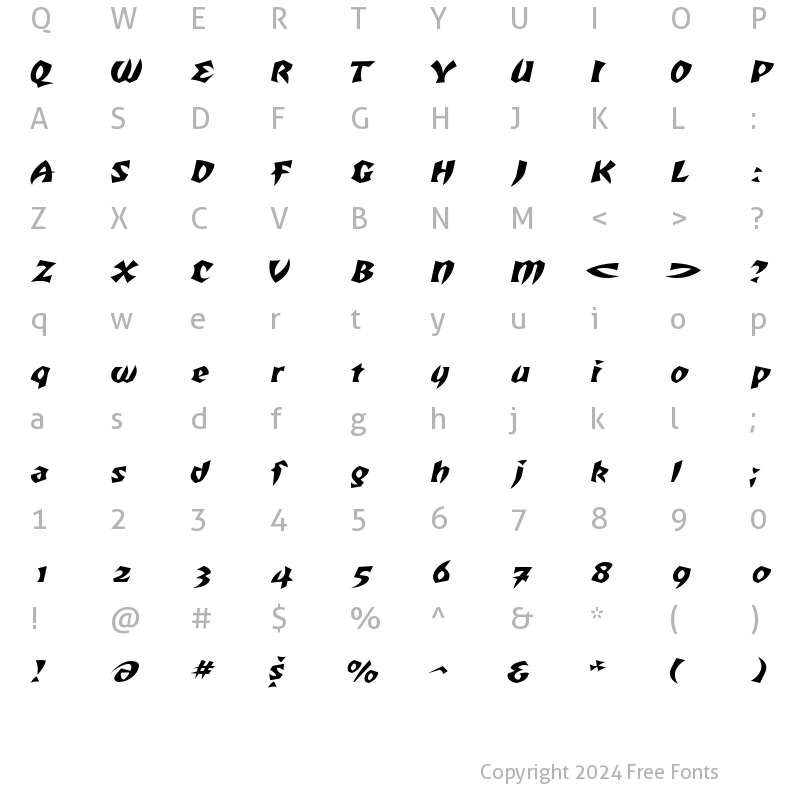 Character Map of RemusExtended Italic