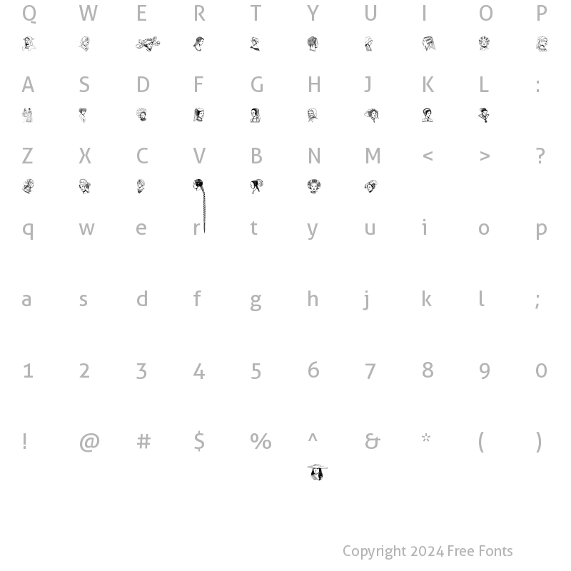 Character Map of RenaissanceCoiffure Regular