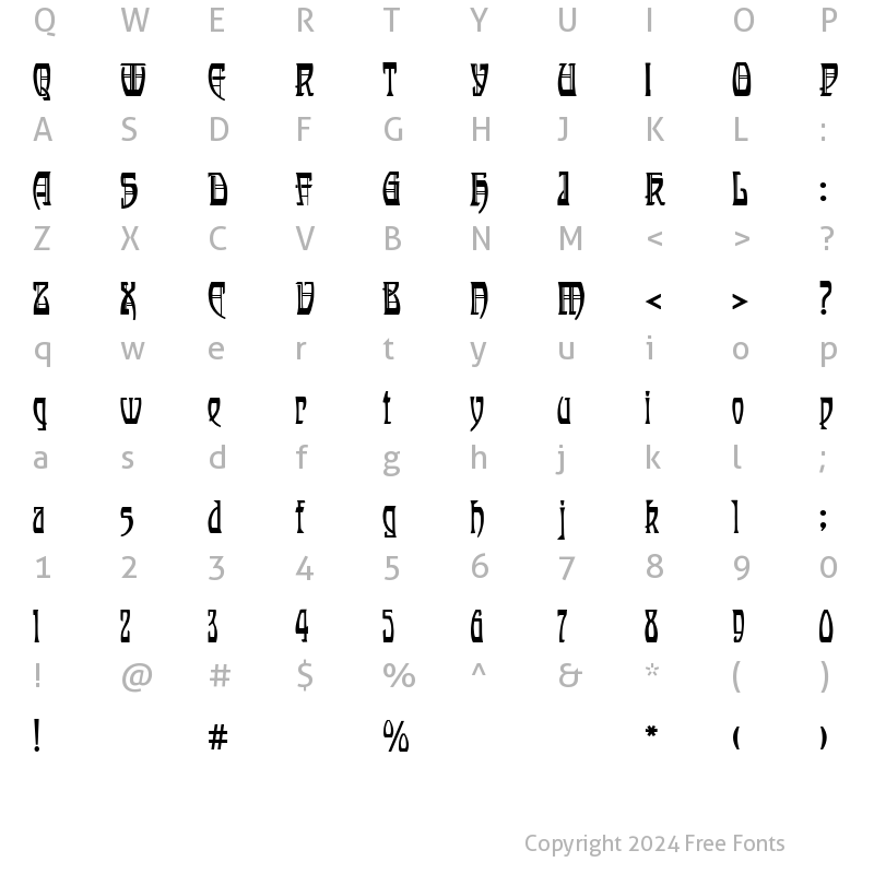 Character Map of Renaldo Modern Regular