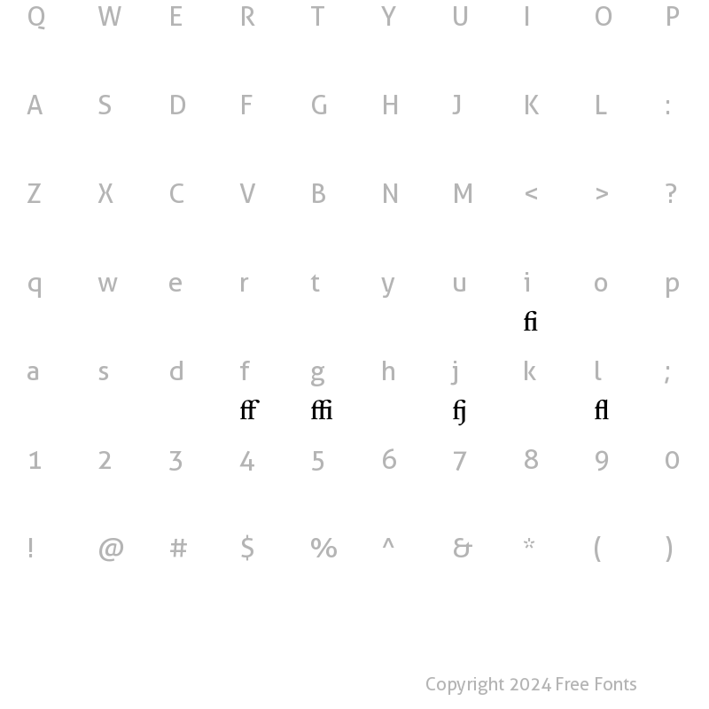 Character Map of RenardNo1 Lig Roman