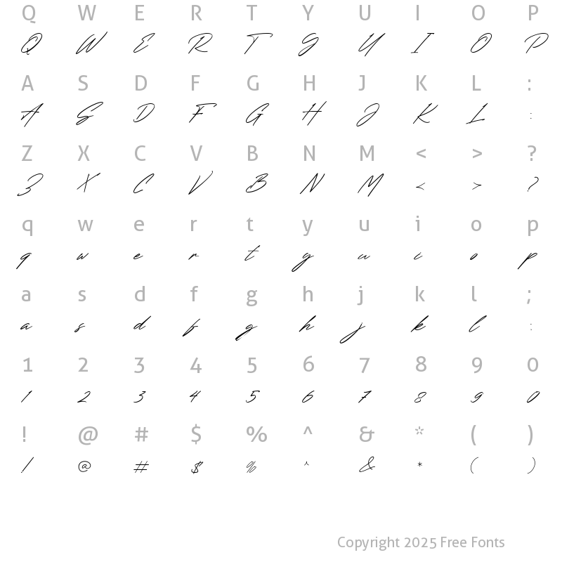 Character Map of Renature Reguler