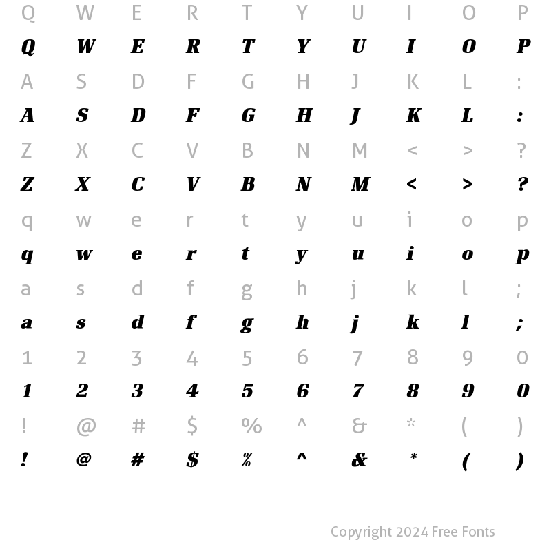 Character Map of RenaultEF Bold Italic