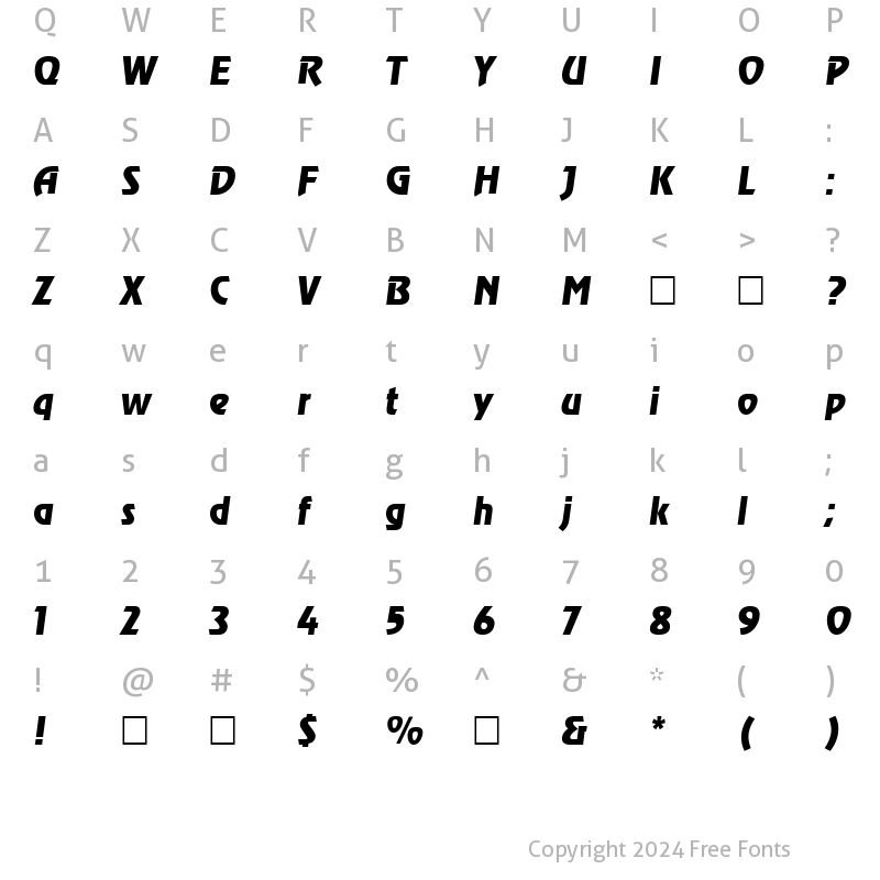 Character Map of Renfrew Italic