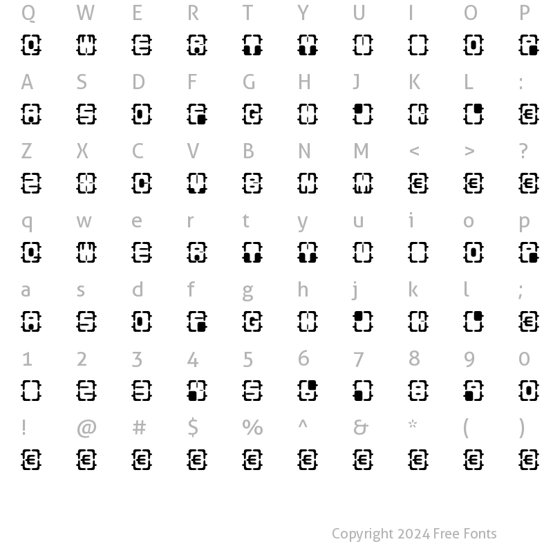 Character Map of REOXY Regular