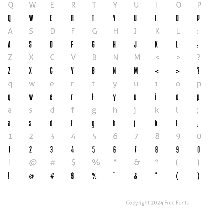 Character Map of ReportBold Regular