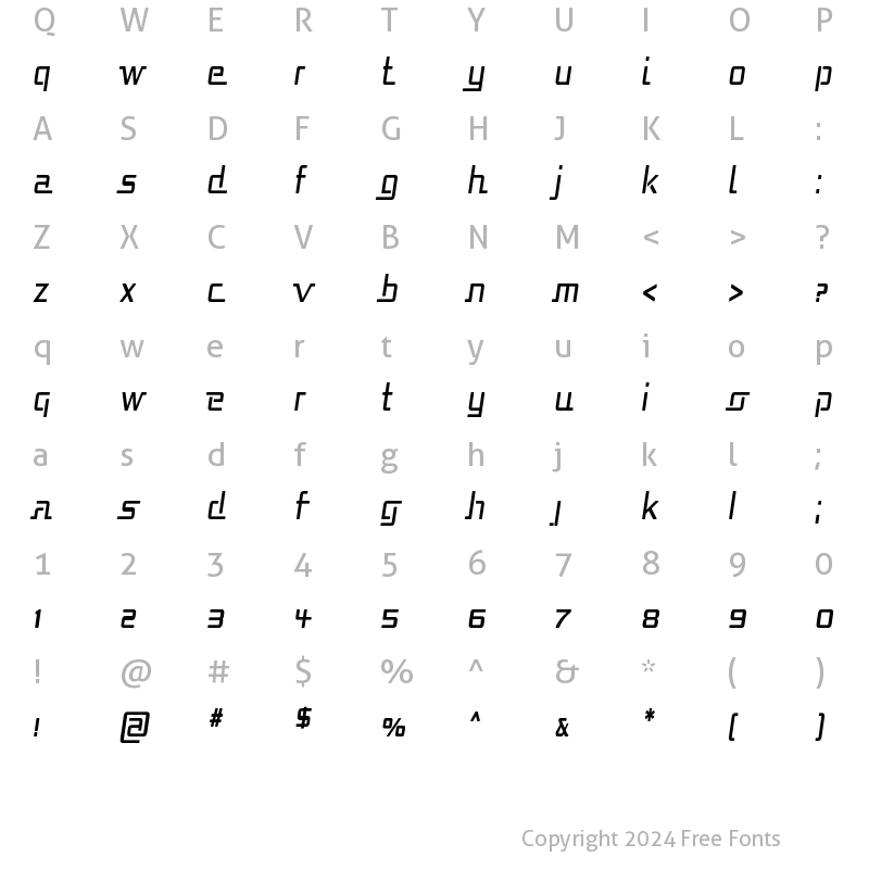 Character Map of Republika Cnd Italic