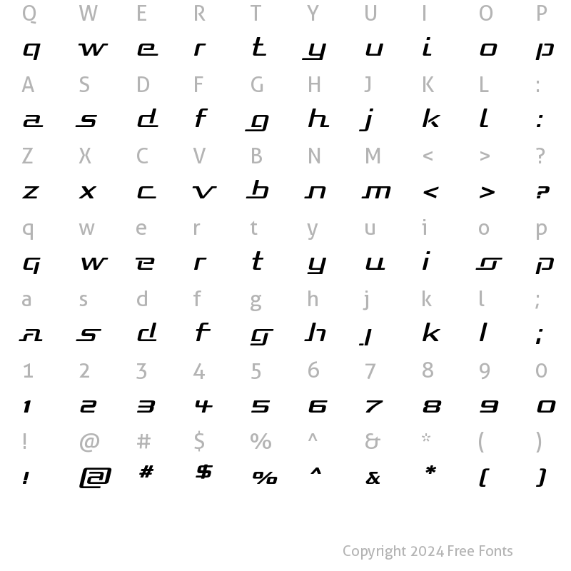 Character Map of Republika Exp Italic