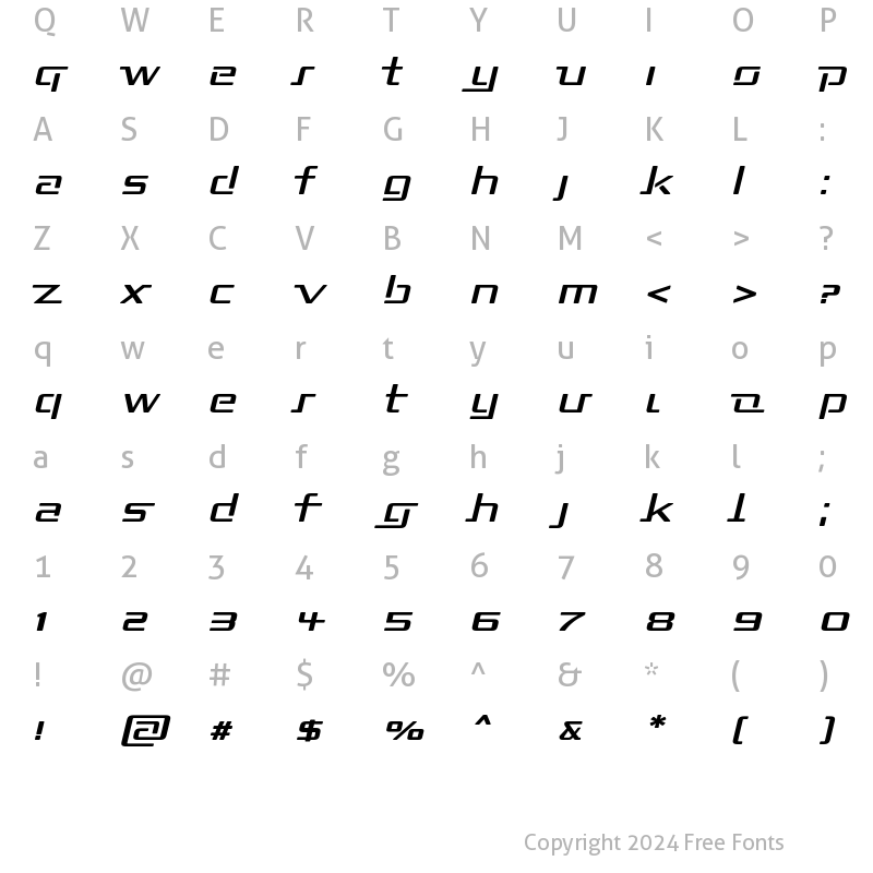 Character Map of Republika II Exp Italic