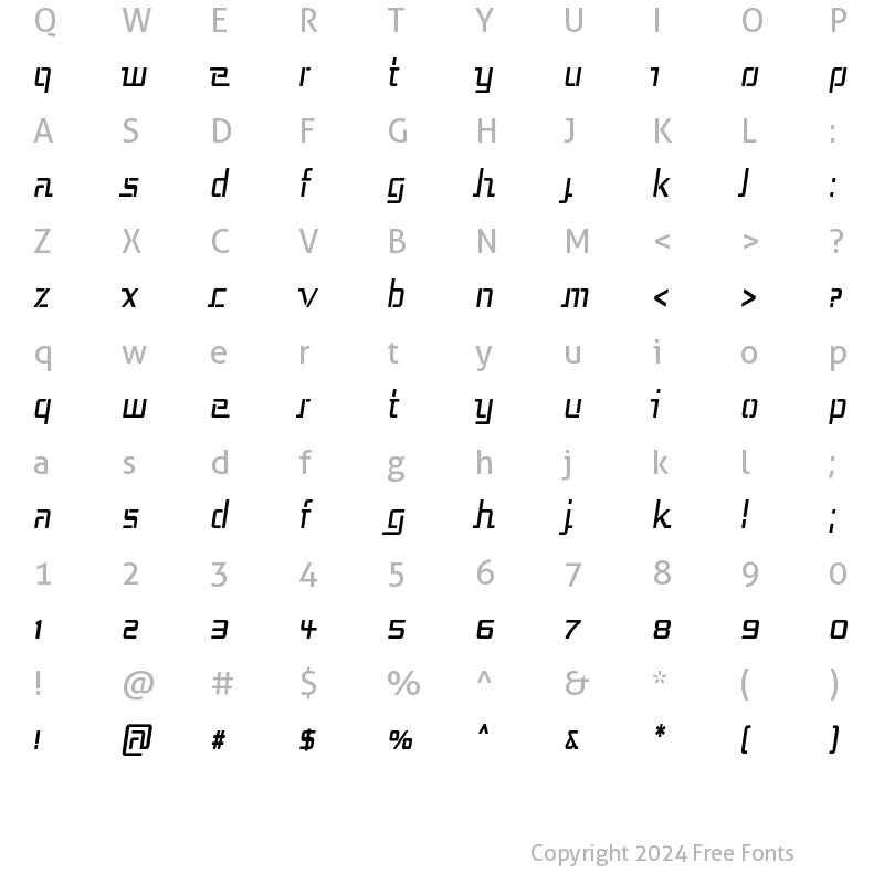 Character Map of Republika III Cnd Italic