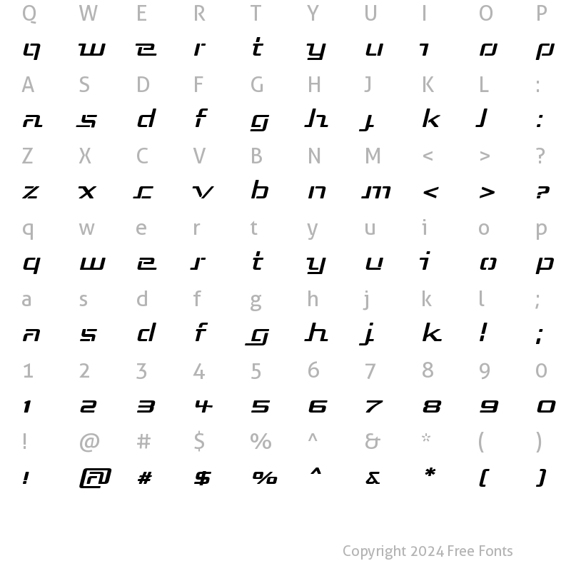 Character Map of Republika III Exp Italic